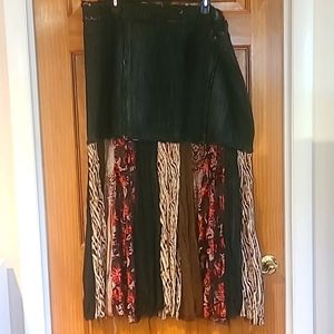 Ashley Stewart 22w funky denim long skirt with sheer bottom